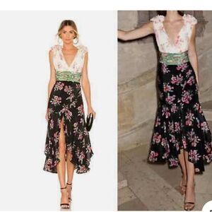 AMUR Lolly SILK Midi Dress Floral size 0